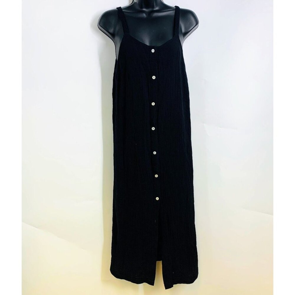 J.Nna Women's Crepe Button Down Square Neck Sleeveless Maxi Dress Size M